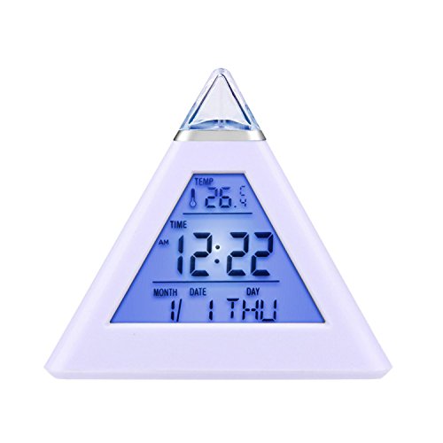 HAMSWAN Digitaler Wecker mit 7 farbwechselnden LEDs Zeigen Zeit Datum Temperatur (3xAAA Batterien für Stromversorgungen aber nicht im Lieferumfang) - 6