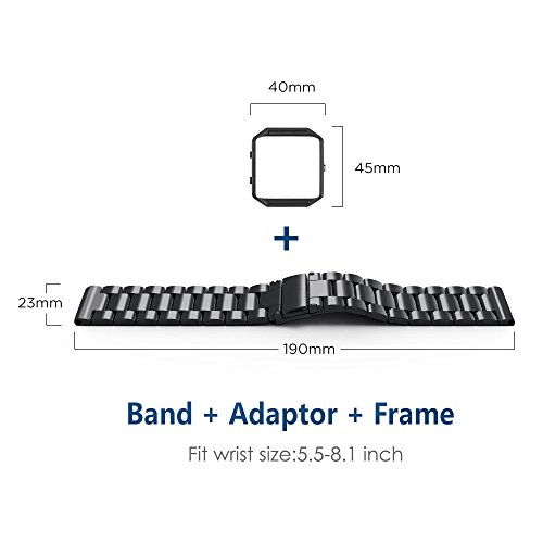 Simpeak Band Frame Compatible with Fitbit Blaze, Stainless Steel Strap with Metal Frame Replacement for Fitbit Blaze, with Link Removal Tool, Black - Image 7