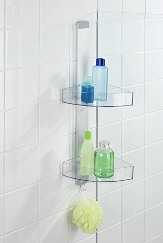 Wenko 22795100 Eck-Duschcaddy Premium Badregal, Duschregal mit 2 Ablagen und Haken, Aluminium, silber matt, 21 x 20 x 71 cm - 6