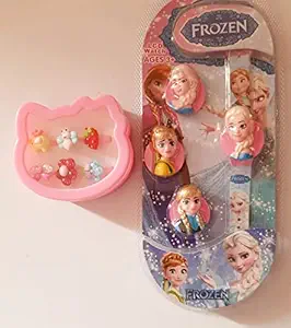 Forever Kidzz Digital Kids Watch Frozen/Hello Kitty/Princess / (Random Character) Girls Watch with Cute Ring Set Toy for Baby Girl