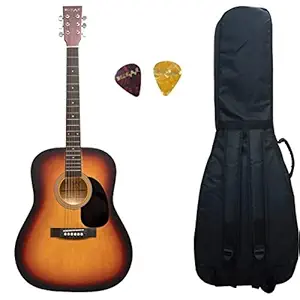 Belear K-610SSB Vega 41 Inch Tobacco Brown Sunburst Dreadnought Acoustic Guitar With Bag and Picks