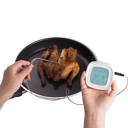 ZeWoo Küchenthermometer Ofenthermometer Digital LCD Berührungsempfindlicher Bildschirm Fleisch Haushaltsthermometer Lebensmittel Koch Thermometer mit 2 Sonde - 7