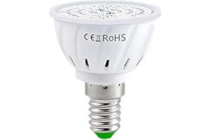 Bigougem Plant Growth Light Bulb, E27/E14/B22/GU10/MR16 Grow Light Bulb High Temperature Resistance Easy to Install Super Bright Professional LED Plant Grow Lamp for Indoor E14 80bead