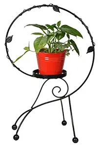 Green Gardenia Iron Snail Shape Plant Stand/Pot Stand with GI-Metal Planter -Red