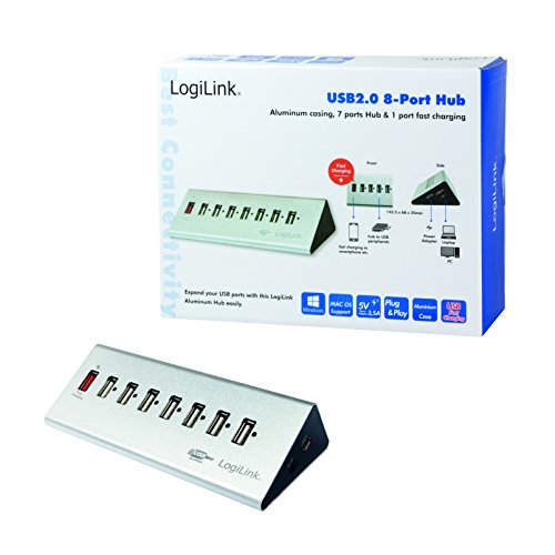 LogiLink USB 2.0 Hub 7-Port + 1x Schnell-Ladeport - 7