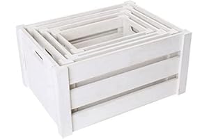 SMALL FOOT Set 4 Cassette in Legno Bianche - Quattro Misure