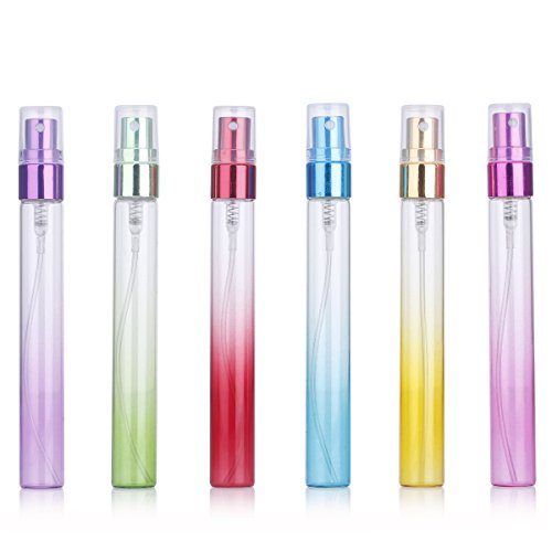 Preisvergleich Produktbild Fletion 6 Stück 10ML Mini Parfümflaschen Glasflaschen Tragbar leere Sprühflasche Reisen Kosmetische Flaschen,6 Farben