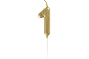 Unique Gold Number Candle 1 – Mini Birthday Cake Candle, 8cm Tall, Golden Numeral, First Birthday, Party Cake Decoration, Milestone Celebration, Kids Birthday, Gold Party Supplies