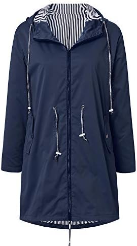 TIMEMEAN Winter clearance Women Autumn Casual Daily coats Women’s Solid Rain Jacket Outdoor Jackets Waterproof Hooded Raincoat Windproof