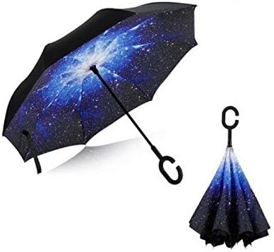 C-Handle Double Layer Umbrella Windproof Folding Inverted Upside Down Reversible