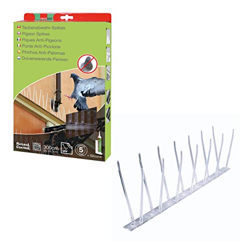 Swissinno 1 740 001KW Natural Control Répulsif pigeons Spike 300 cm + Colle silicone
