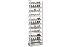 AcornFort® S-528 Étagère à Chaussures à 10 Niveaux, Range-Chaussure, Porte-Chaussure, Conception très Robuste,pour 30 Paires de Chaussures, 56 x 30 x 170 cm, pour entrée, Chambre à Coucher (Blanc)