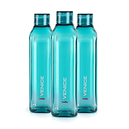 Cello Venice Plastic Water Bottle, 1 Litre, Set of 3, Green