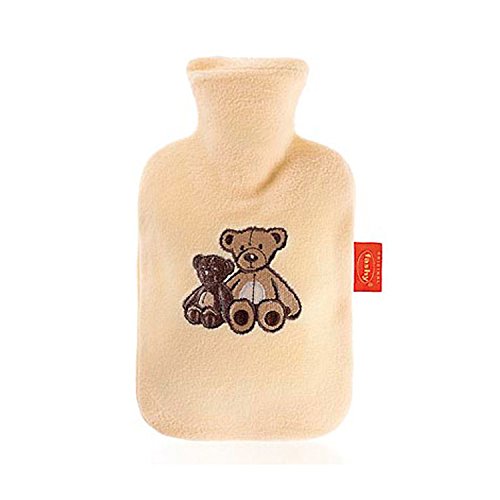 Fashy Fleece Covered Hot Water Bottle with Embroidery 0.8L