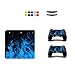 Produktbild Skin for PS4 Slim, Chickwin Design Folie Aufkleber Sticker schützende Haut Schale für Sony Playstation 4 Slim Konsole und 2 Dualshock Controller + 10pc Silikon Thumb Grips + 2pc zufällig Light Bar (Blau Feuer)