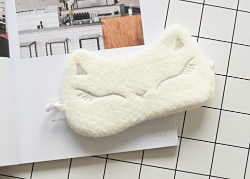 DDQQ Lovely Cat Pusheen Plush Sleep Mask (White)