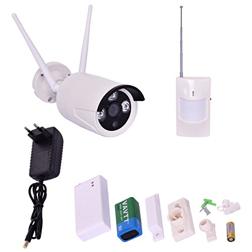 Preisvergleich Produktbild COSTWAY Überwachungskamera Wireless, Sicherheitskamera / für Innenbereich und Außenbereich / Nachtsicht / Wetterfest / 1080P HD