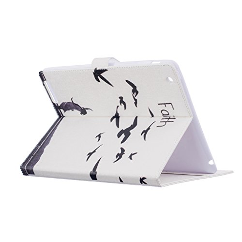 Apple iPad 2/iPad 3/iPad 4 Hülle,Qimmortal(TM) Hohe Qualität Ausgezeichnete Rückseite Abdeckung Gehäuse, Elegante Vintage Gepresste Feder Vögel Muster Entwurf Retro Magnetische Premium PU Leder Kreditkarte Halter Brieftasche Fashion Ultra Schlanke Passform Schützende Gehäuse Abdeckung für Apple iPad 2/iPad 3/iPad 4 - 4