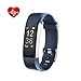 Price comparison product image ID2 Plus Smart Fitness Wristband Bracelets Tracker Heart Rate Bluetooth 4.0 Exercise Tracker ,Heart Rate Monitor Smart Watch for Android Samsung S8 Plus & iOS iPhone 7 8 Plus Smartphones (Blue)