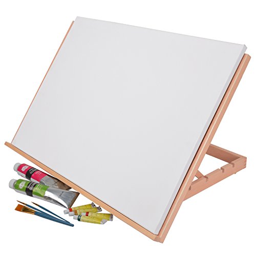 Artina® Zeichenbrett Montpellier 75cm x 46cm Staffelei als hochwertige Tischstaffelei aus Ulmen-Holz mit 90° Neigung - 6