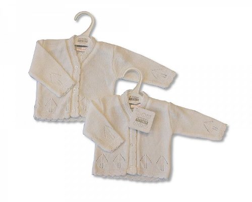 Nursery Time Baby Knitted Cardigan Girls 00-06 Months White Acrylic Newborn New