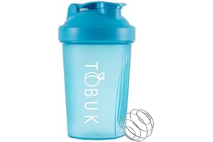 Taste of Beauty UK 400 ml Protein Shaker Bottle with Mixball, Easy Grip Pre Workout Protein Powder Blender & Mini Water Bottle for Protein Shake (Blue)