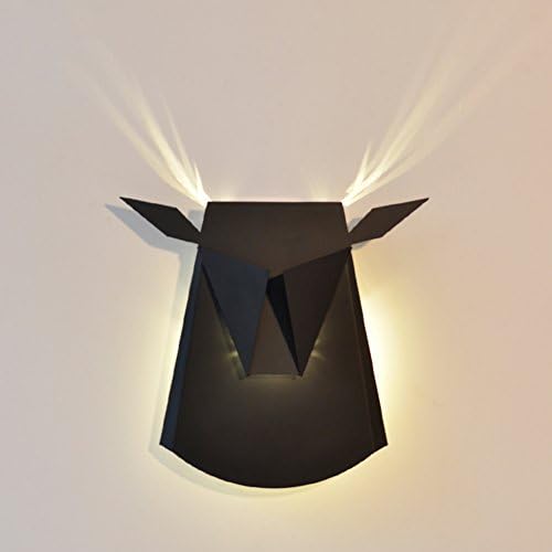 Deer head Wall lighting,Creative Wall lamp,Modern Antlers Simple Living room northern europe American style Aisle Personality Bedroom bedside-black 39x36cm(15x14inch)