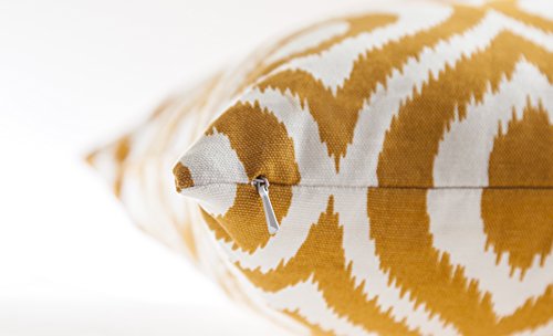 TreeWool®, (2er Pack) Ikat Ogee Design Baumwolle Dekoratives Kissenbezüg (Senffarben, 50 x 50 cm) - 4