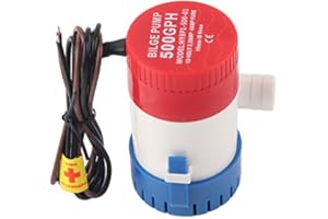 AKOZON Pompe à Eau Blige 12V Pompe de Cale électrique Sortie de Tuyau 3/4 Po 500 GPH Turbine électrique Semi-ouverte pour Bateau Marine RV