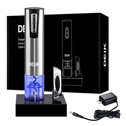 Deik Korkenzieher, Elektrischer Korkenzieher, Elektrische Flaschenöffner Korkenzieher, Elektrischer Flaschenöffner, Kapselschneider für Weinflaschen, Aufladungsbasis mit Geliefert, Silber - 6