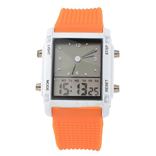 Souarts Orange Silikon Armband LED Sportuhr Armbanduhr Digitaluhr Analog Armreif Uhr mit Batterie