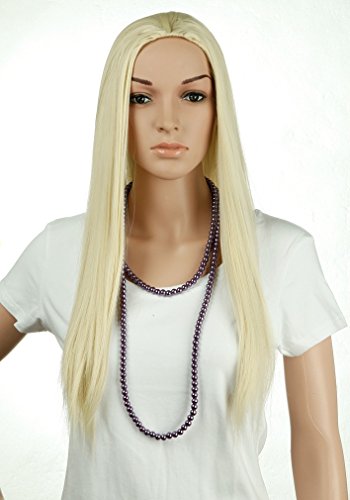 S-noilite 26" Straight Bleach Blonde Half Wig 3/4 Full Head Hair Fall no Bangs Heat Resistant Wig