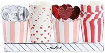 Miss Etoile Baking Set Red with 20 Assorted Baking Cups H:4.7 Ø:6cm with 20 Assorted Flag Markers