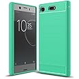CruzerLite Case for Sony Xperia XZ1 Compact Case, Carbon Fiber Shock Absorption Slim case for Sony Xperia XZ1 Compact (2017) (Teal)