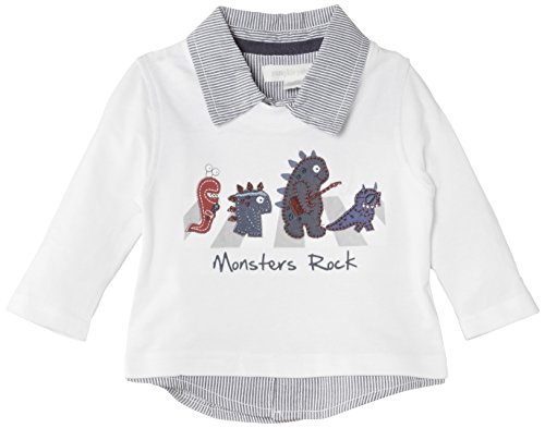 Pumpkin Patch Baby Boys 0-24m W/S Long Sleeve Tee with Mock Shirt, White (Milk), 0-3 Months