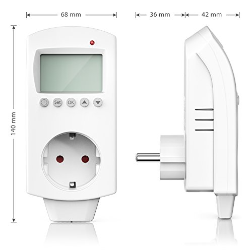CSL – digitales Steckdosen-Thermostat | Steckerthermostat | individuell programmierbar | Thermostat für Heizgeräte / Infrarotheizungen / Klimageräte | Anti-Frost-Modus (Frostschutz) | Kindersicherung | interne Backup-Batterie | energieeffizient (<0,3W) - 3