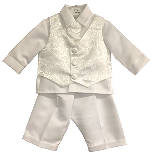 Baby Boys White Baptism Christening Outfit Paisley Waistcoat Suit 18-24 Months