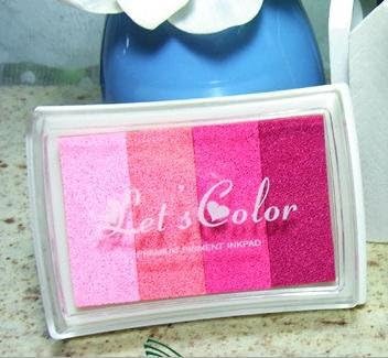 Takalao Ink Pads Rainbow - DIY Multi Colour Craft - By Colour Splurge, For use with Rubber Stamps on Paper, Wood, Fabric Fingerprint Scrapbook Painting Wedding Kids , pink gradient
