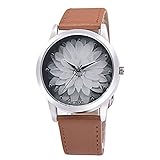 Lazzgirl Mode-Blumen-Leder-analoge Quarz-Vogue-Armbanduhr(Braun, Schwarz, Kaffee)
