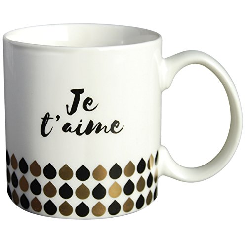 Draeger - Mug Original - Tasse À Thé à offrir en cadeau à vos proches - Tasse À Café en porcelaine fine - 350 ml 8 cm de diamètre x 8,5 cm de hauteur je t'aime