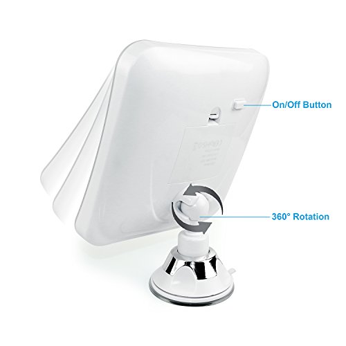 Auxent Kosmetikspiegel LED Beleuchtet mit 7-facher Vergrößerung und Starkem Saugnapf, 360° Schwenkbar, Schminkspiegel viereckig mit Blendfreier Beleuchtung für Zuhause und Unterwegs - 5