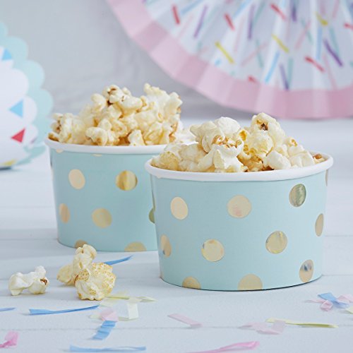 Snack Becher Gold & Mint Polkadots 8er Set