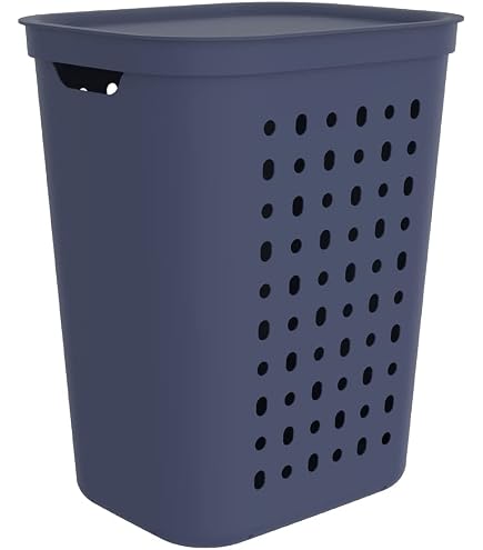 Panier à Linge Rotho Jona 55 Litres Avec Couvercle – En Polypropylène Recyclé, Rose, 43,2x35,5x53,3 Cm