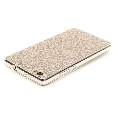 Huawei P8 Lite 2016 5.0 Zoll Hülle Silikon Weiß Spitze Durchsichtig mit Muster,SKYXD Biegsam Klar Weich Dünn Kratzfeste Gummi Handy Schutz Schale mit [Handyanhänger + Eingabestifte] Etui Fall für Huawei P8 Lite 2016 5.0 Zoll Transparent Premium Case Flexible Clear Soft Slim Backcover Skin with Touch Pen Dust Plug - 4