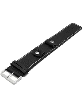 Meyhofer Uhrband Kassel Classic 14-16-18-20mm schwarz Leder genarbt helle Naht Unterlagenband MyFcklb355/14-20mm...