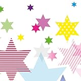 MOTIV STARS 4 GIRLS: Zauberhafte Bordüre mit süßen Stern-Motiven in verschiedenen Größen und bunten Farben, Länge 450 x Höhe 11,5 cm – Liebevolle Wanddekoration für Mädchen- & Jungenzimmer