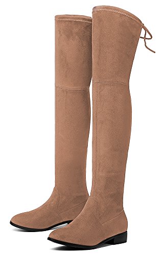 Womens Ladies Boots Over The Knee Suede Fashion Slouch Drawstring