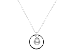 JCZR.Y Single Pearl Circle Necklace Pendant Geometric Simple Imitation Pearl Round Rings Necklace Choker for Women Girls(circle/pearl)