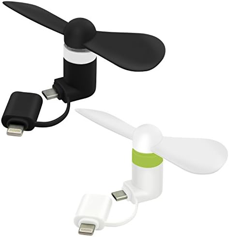 USB mini fan @Almondcy MINI Portable Fan, 2 in 1 Powered Fan, Micro USB OTG/ 8-Pin USB Mini Cooling Fan, for iPhone &amp; Android Smart Phone and Power bank, 2PCS