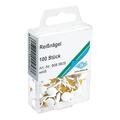 Wedo 9085600 punaises, diamètre de la tête 10 mm Lot de 100 Undurchdrückbar Überkapselt Blanc